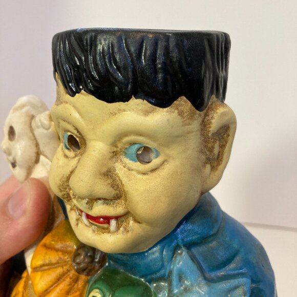 Vintage 90s Frankenstein Halloween Figurine Candle Light Ceramic Decoration - Picture 10 of 11